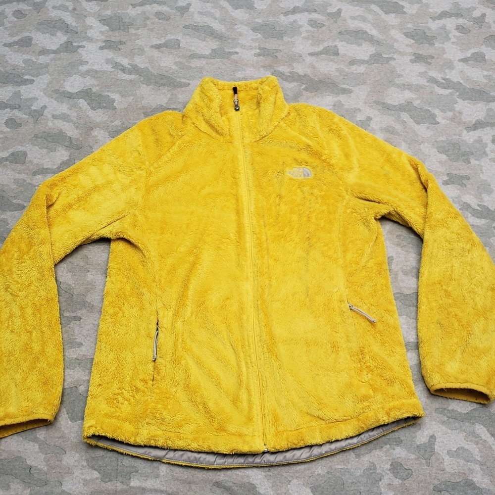 The North Face Sweatshirt Womens Large Yellow Full Zip Pockets Outdoors Hiking